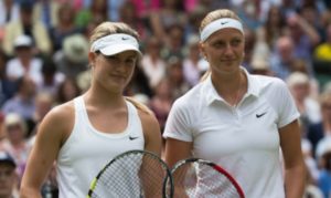 Last yearÈs ladies singles finalists could not have suffered more contrasting fates on Tuesday as Petra Kvitova breezed through her opening match in straight sets before an injured Eugenie Bouchard crashed out