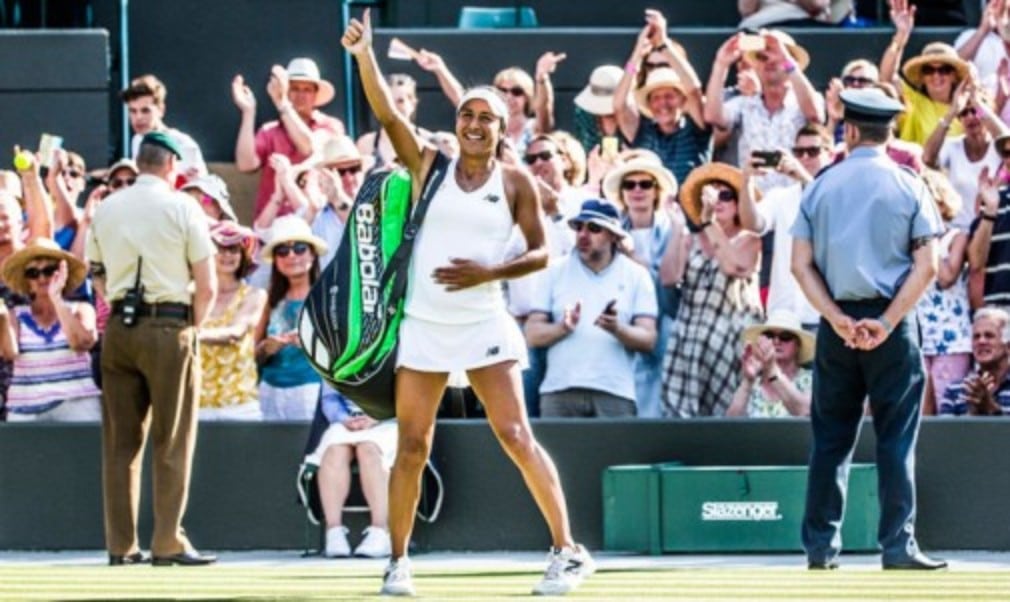 Heather Watson met fans at Elys department store in Wimbledon