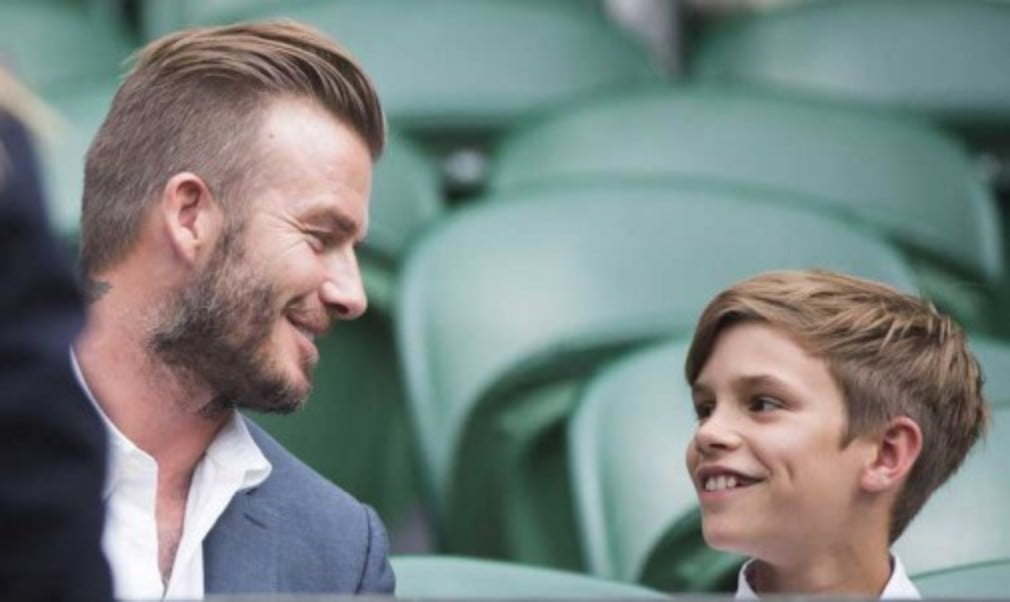 On Sunday at QueenÈs Club we were a bit surprised to see none other than David Beckham and son Romeo in the press room