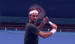 Roger Federer enjoyed his first training session at Melbourne Park ahead of the Australian Open
