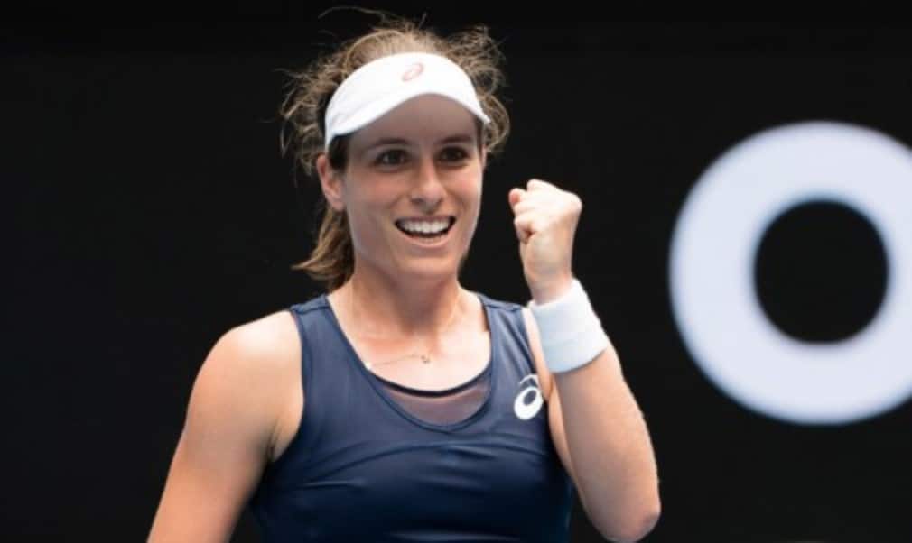 Johanna Konta beat Ekaterina Makarova in straight sets to book her place in the quarter-finals