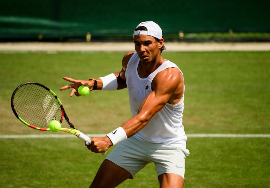 Rafa Nadal practises Wimbledon
