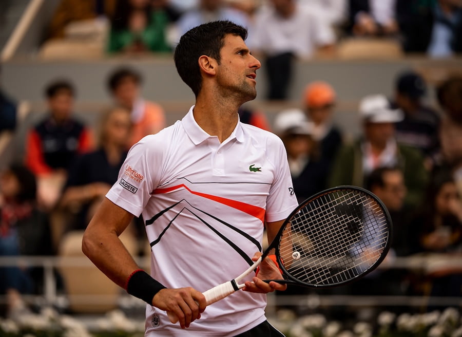 Novak Djokovic looks on at French Open
