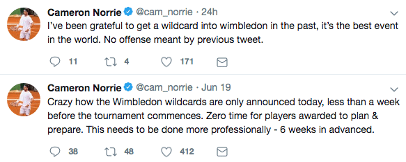 Cameron Norrie Wimbledon tweets