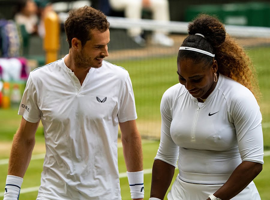 Andy Murray talking to Serena Williams