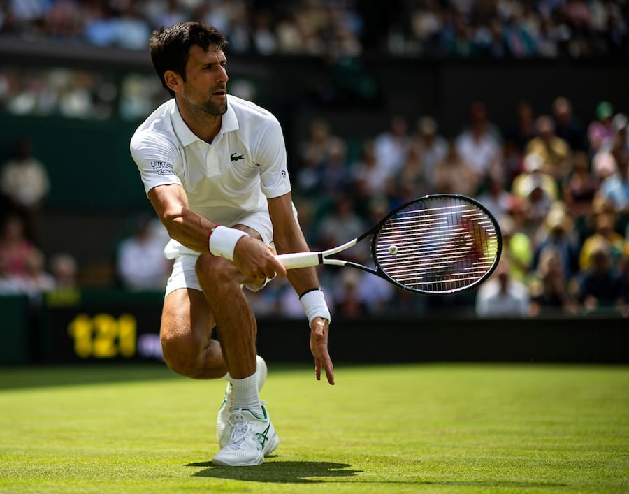 Novak Djokovic Wimbledon 2019 low forehand