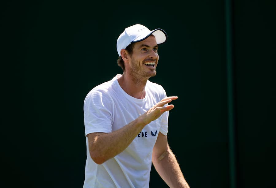Andy Murray laughs at Wimbledon 2019