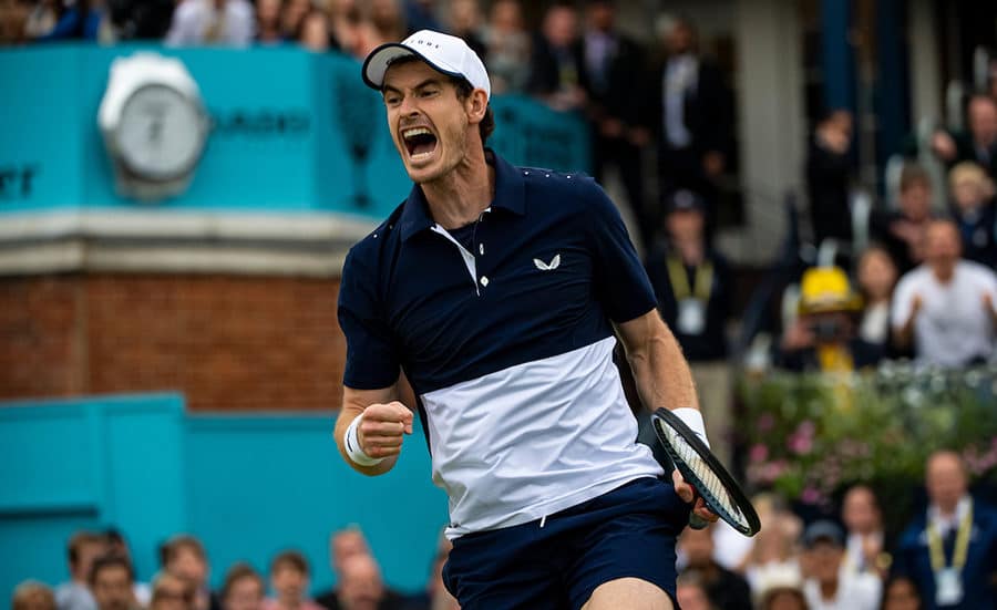 Andy Murray celebrates at Queens