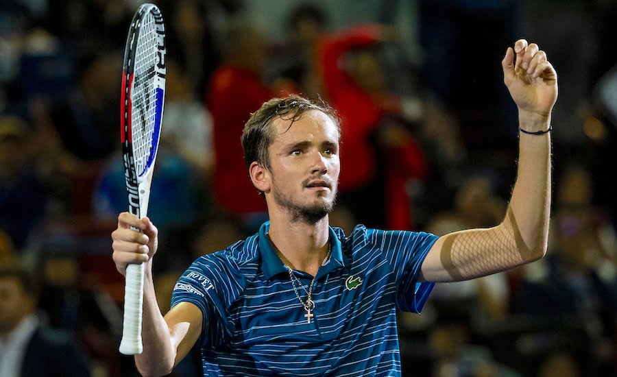 Daniil Medvedev celebrates winning Shanghai Masters