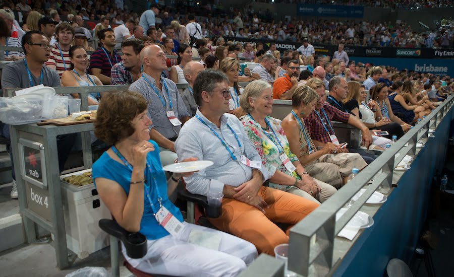 Fans watch tennis