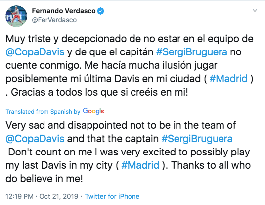 Fernando Verdasco Twitter Sergi Bruguera