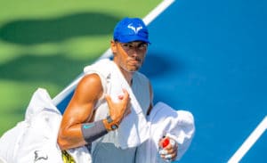 Rafa Nadal looks concerned US Open 2019 practise