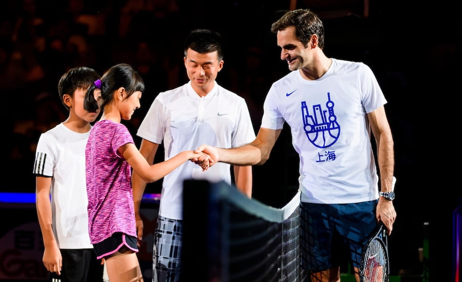 Roger Federer plays exhibition tennis in China.jpg