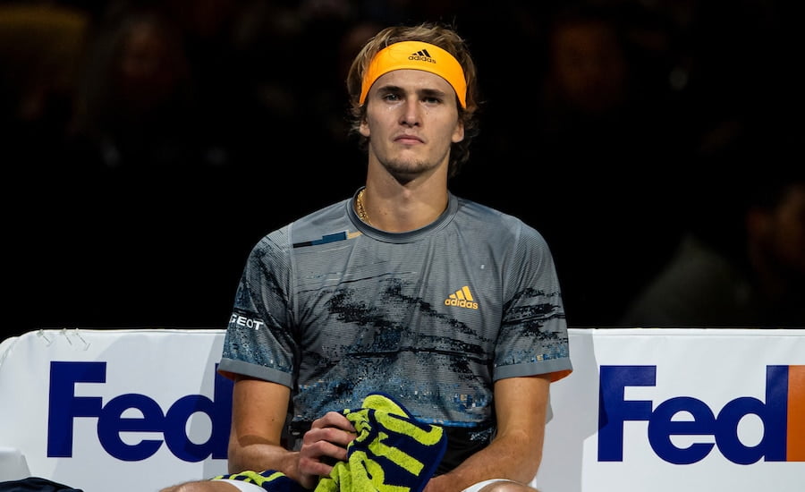 Alexander Zverev looks glum at ATP Finals 2019