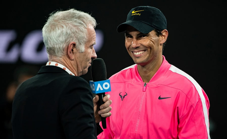 Rafael Nadal speaking after Australian Open win