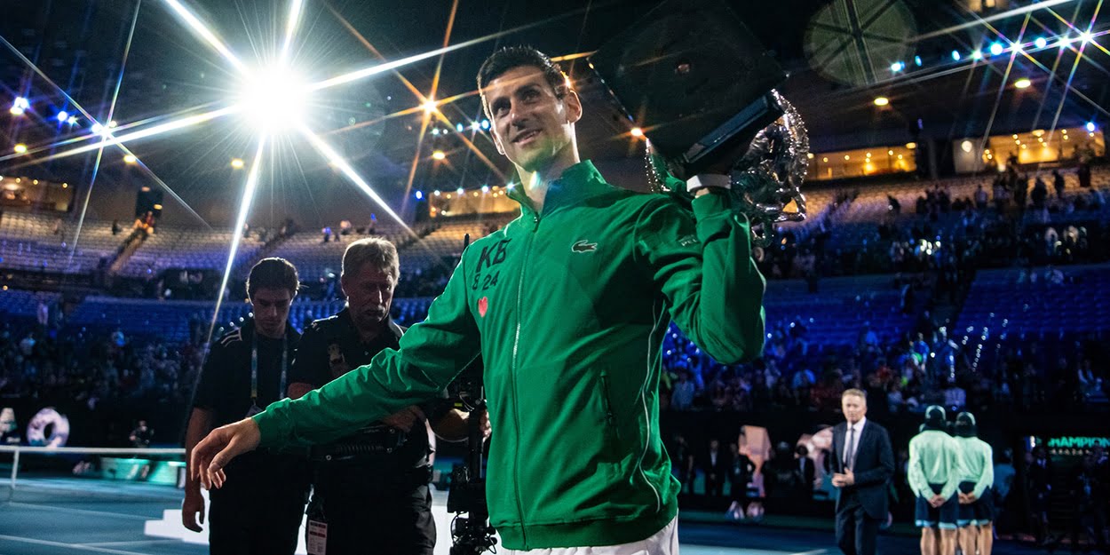 Novak Djokovic with Australian Open trophy