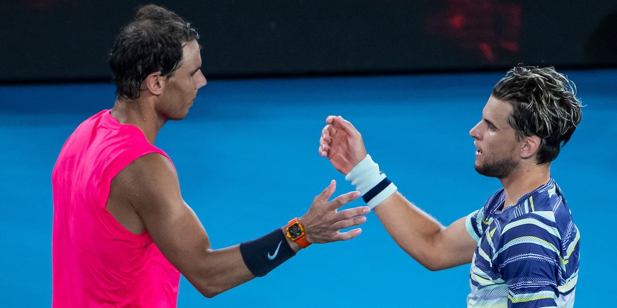 Dominic Thiem and Rafael Nadal at the 2020 Australian Open