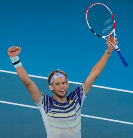 Dominic Thiem celebrates at Australian Open