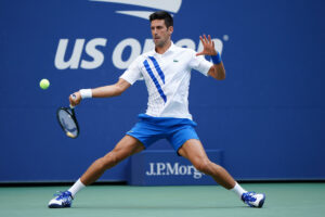 Novak Djokovic wears the ASICS Court FF tennis shoe