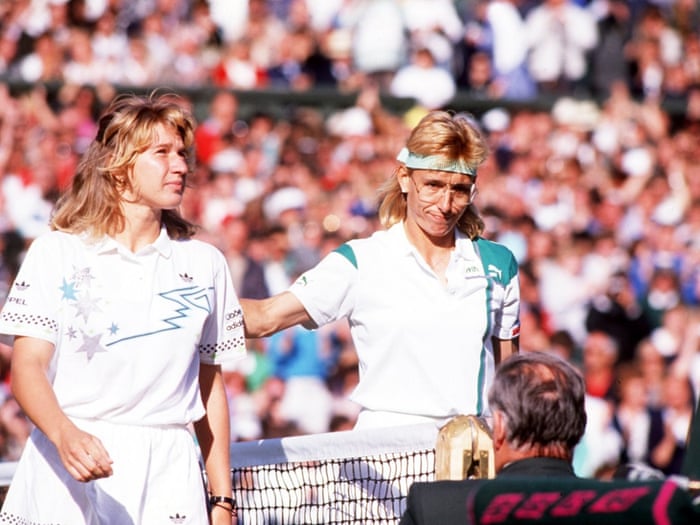 Martina Navratilova congratulates Steffi Grafafter the German's victory in the 1988 final, which John Barrett considers one of the greatest Wimbledon matches he has seen