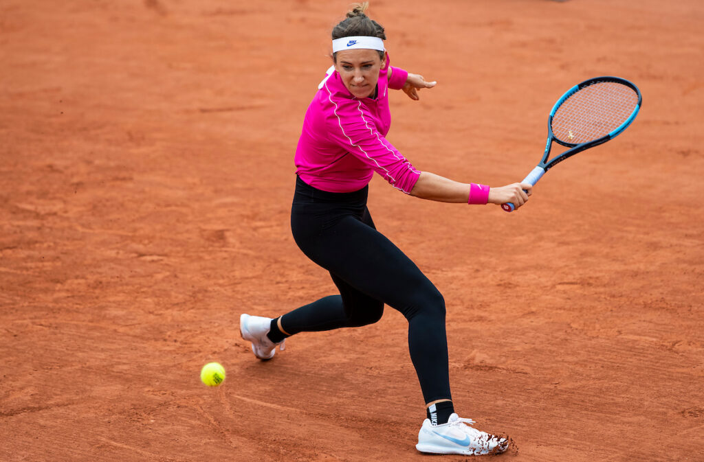 VICTORIA AZARENKA hits backhand slice at French Open 2020