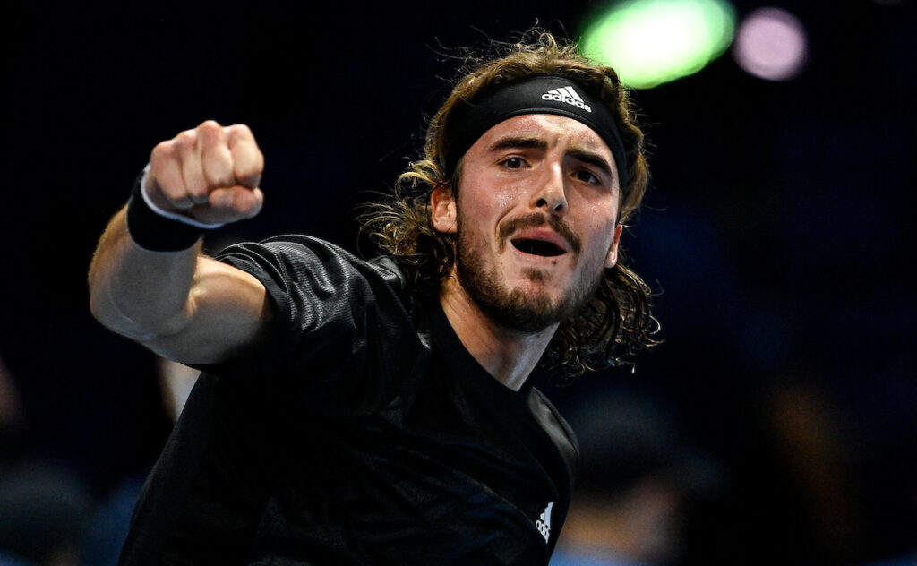 Stefanos Tsitsipas on his way to a victory at the ATP Finals