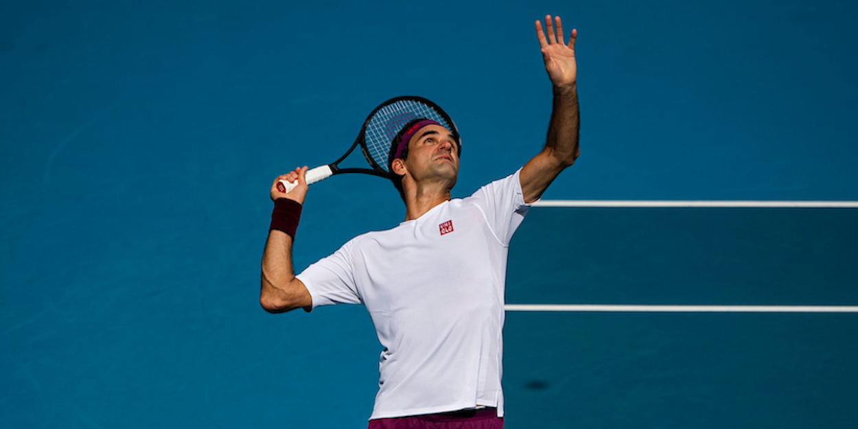 Roger Federer serving Australian Open 2020