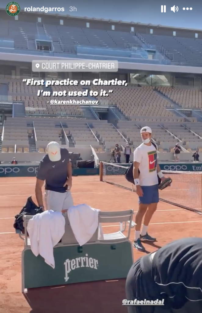 Nadal practice with Khachanov French Open 2021