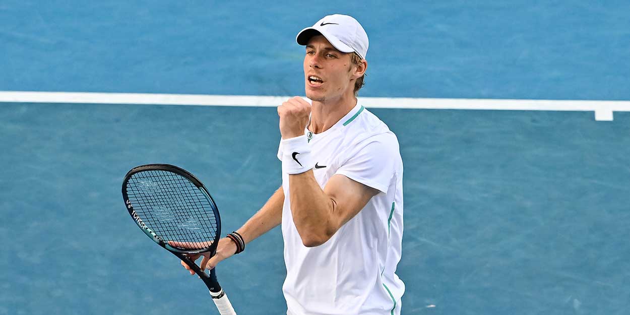 Denis Shapovalov celebrates at Australian Open