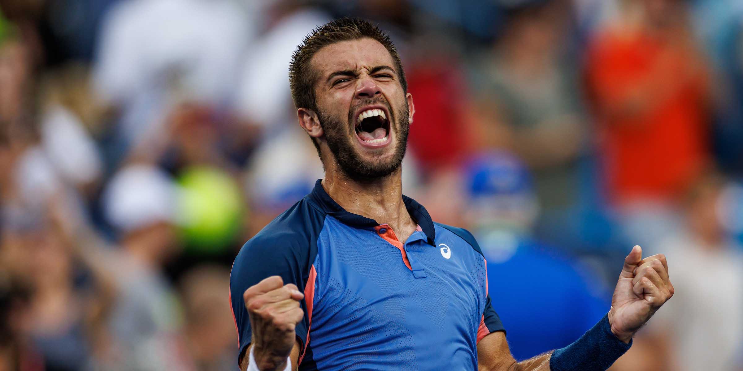 Borna Coric celebrates winning Cincinnati Masters